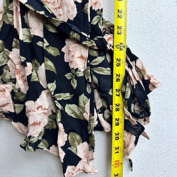 Reformation Dark Floral Wrap Dress Womens Small Deep V Whimsigoth Cottage Mini - Picture 6 of 13